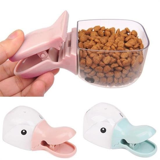CatzyLife® Ördek Tasarımlı Mandallı Tazelik Koruyan Ölçekli Kuru Mama Kaşığı Mama Ölçeği