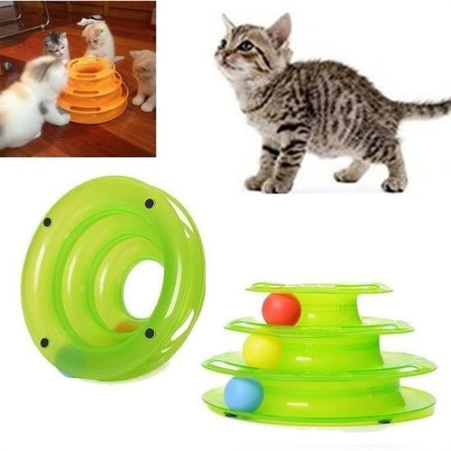 3 Katlı Döner Toplu Kedi Oyuncağı | Tower of Tracks Eğlenceli Kedi Seti