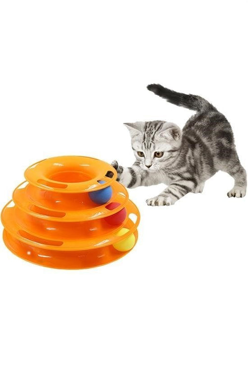 3 Katlı Döner Toplu Kedi Oyuncağı | Tower of Tracks Eğlenceli Kedi Seti