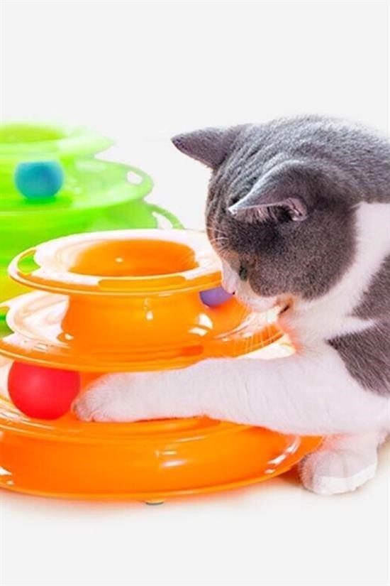 3 Katlı Döner Toplu Kedi Oyuncağı | Tower of Tracks Eğlenceli Kedi Seti